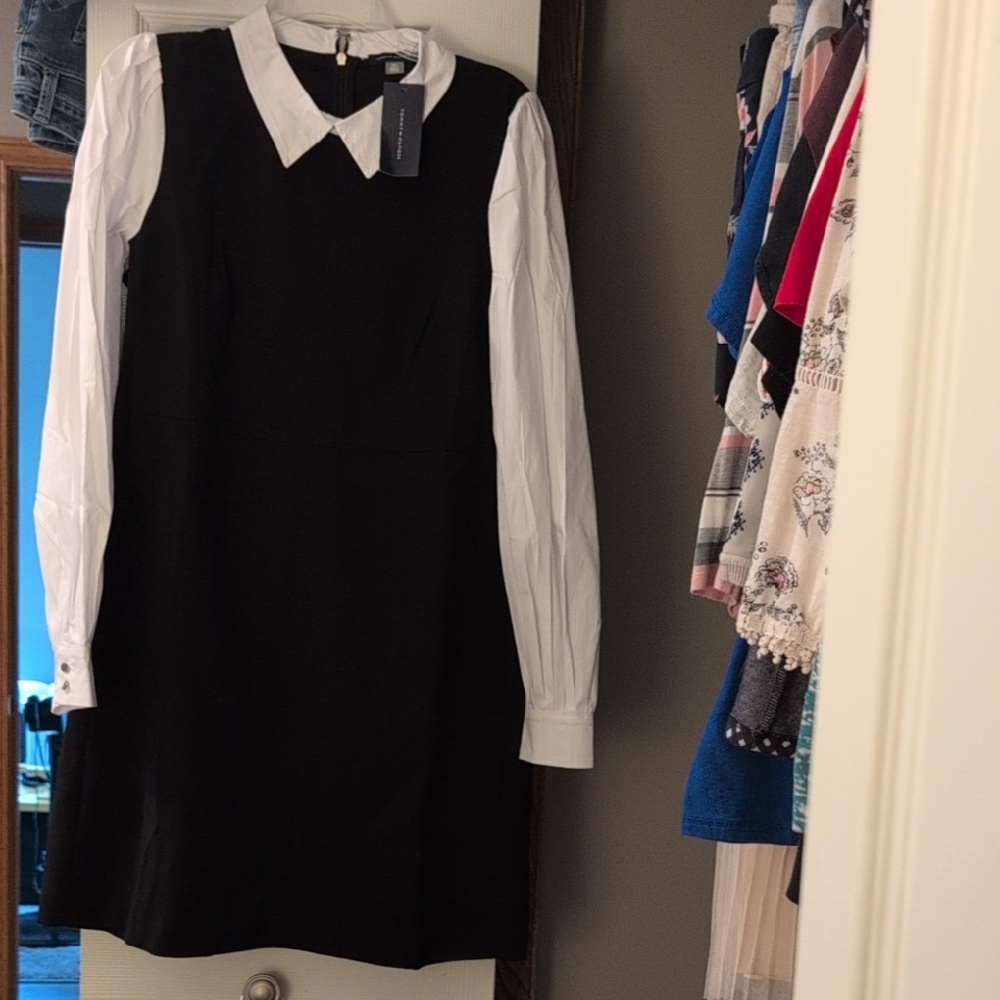 Tommy Hilfiger Black and White Collared Dress